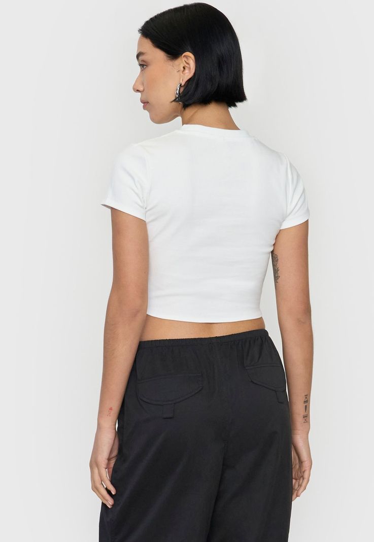 Polera Mujer Manga Corta Nudo Blanco Corona-1