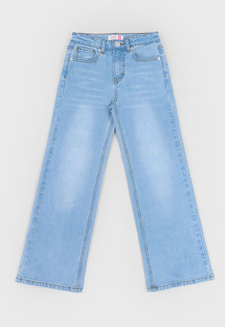 Jeans Niña Kids Wide Leg Color Azul Claro Corona-0