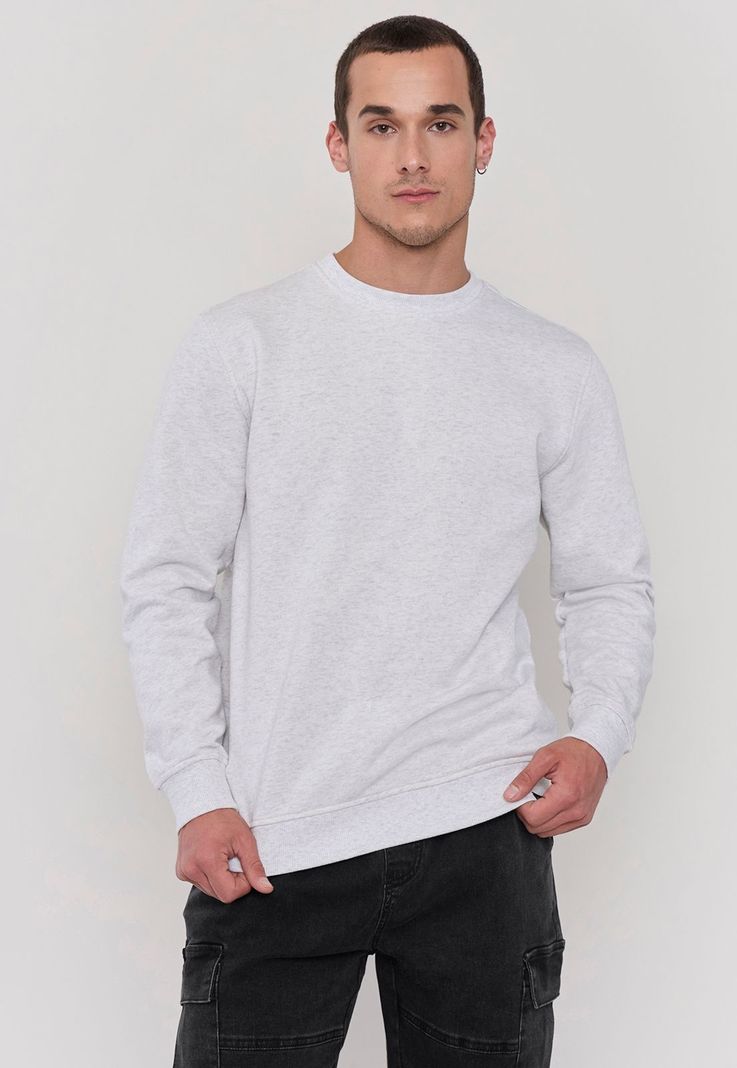 Polerón Hombre Liso Gris R-Neck Corona-0