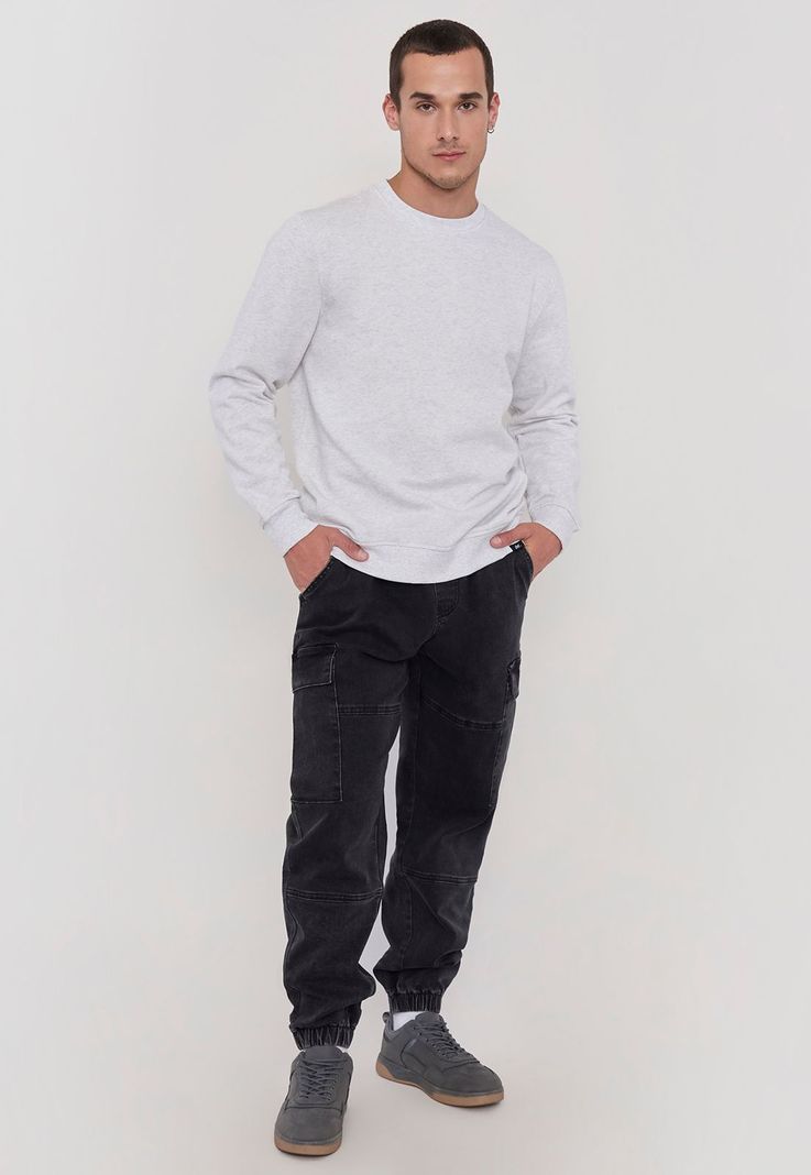 Polerón Hombre Liso Gris R-Neck Corona-3