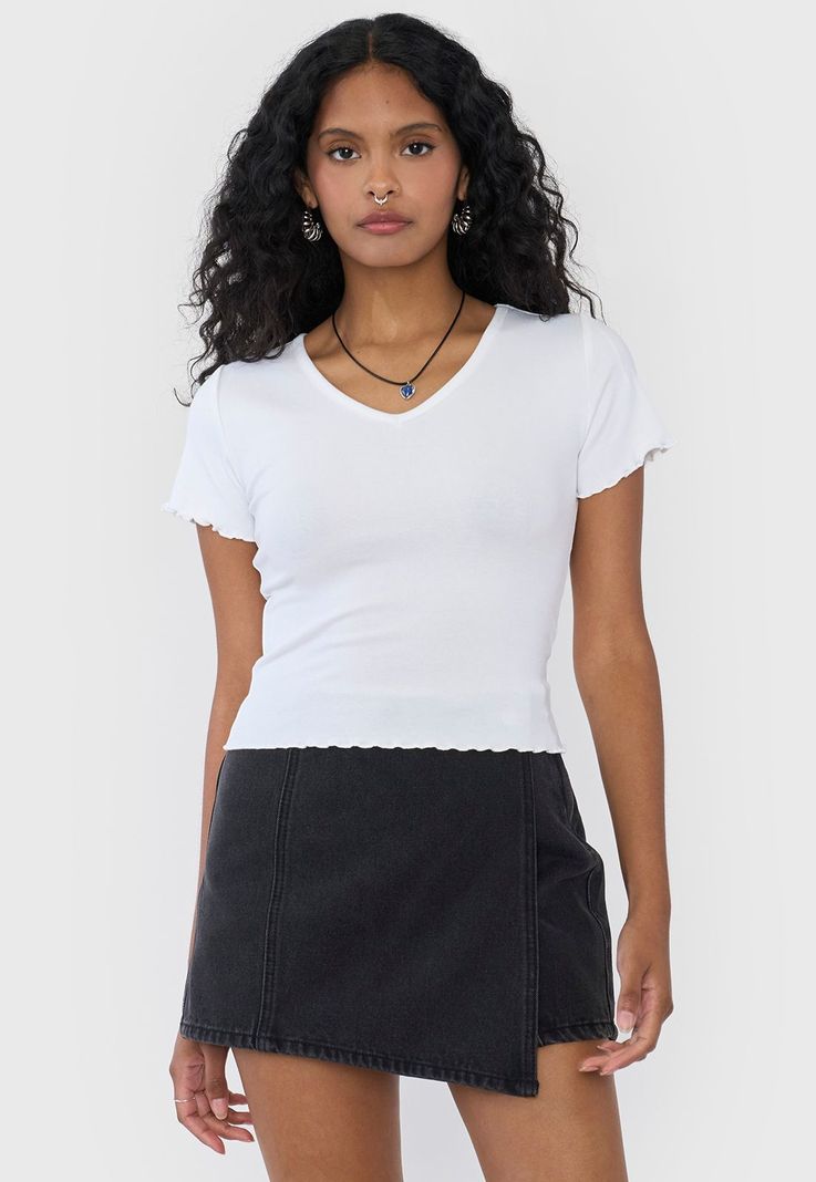 Polera Mujer Manga Corta Lisa Blanco Corona-0