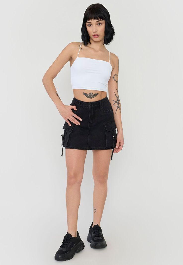 Falda Mujer Cargo Color Negro Corona-0