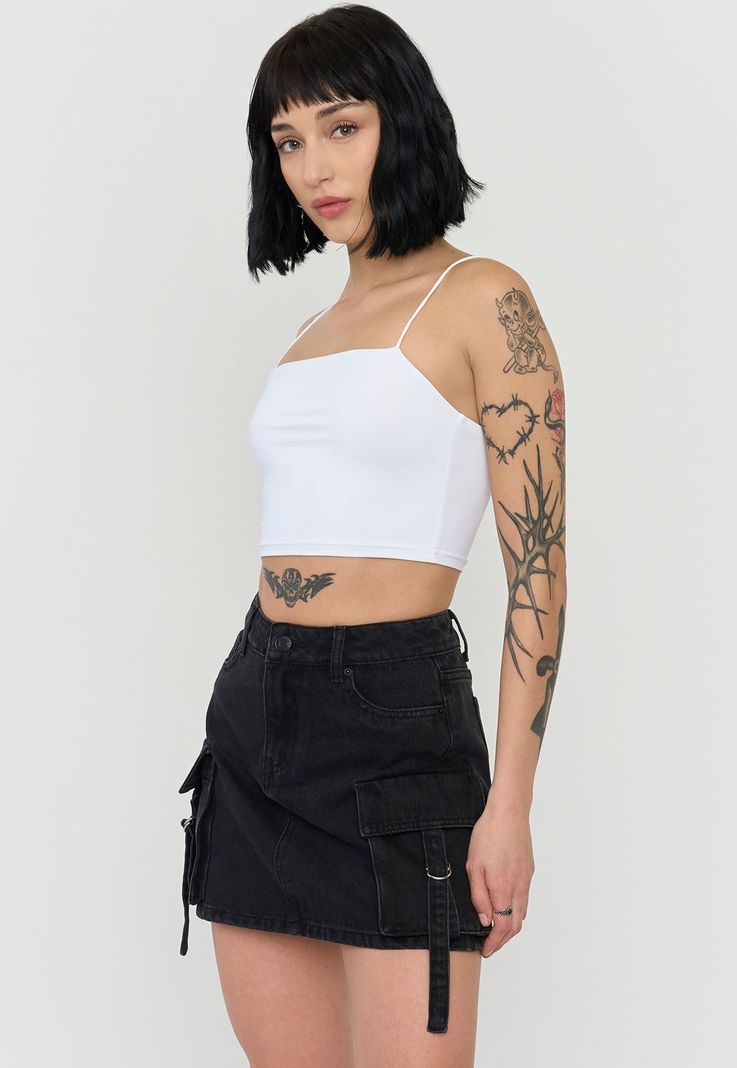 Falda Mujer Cargo Color Negro Corona-3