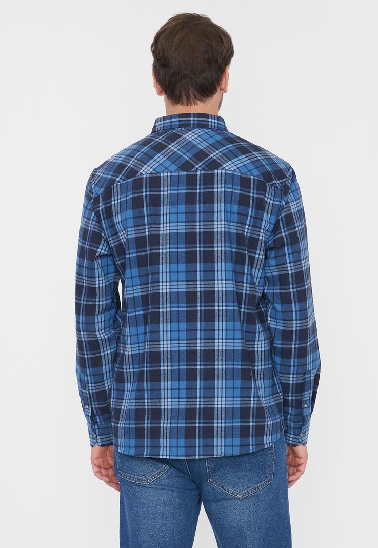 Camisa Hombre Franela Azul Corona-1