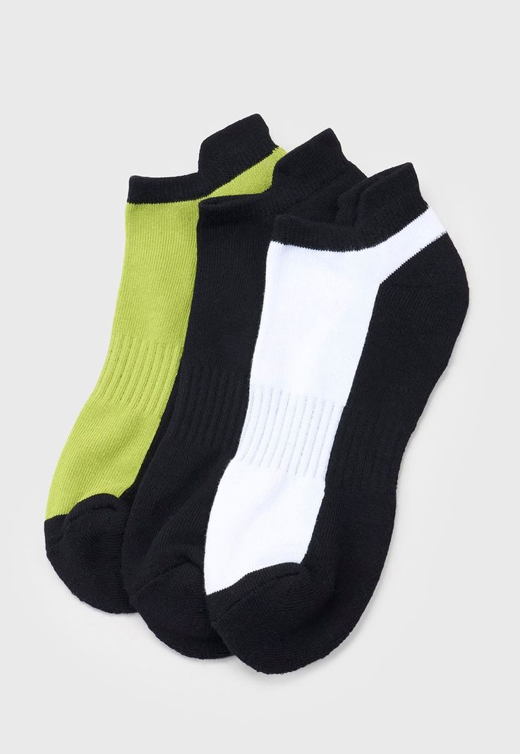 Calcetines Hombre Deportivo Cortos Tripack Verde Corona-0