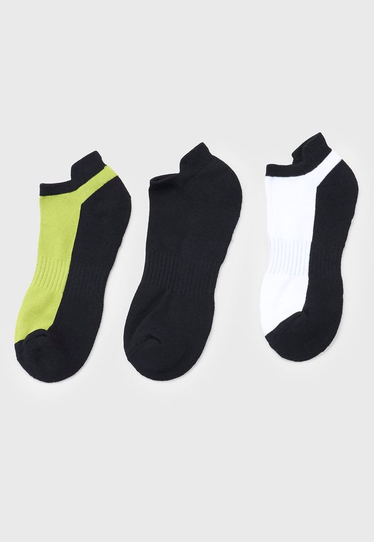 Calcetines Hombre Deportivo Cortos Tripack Verde Corona-2