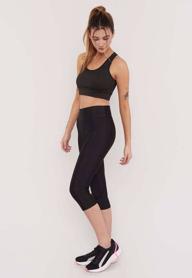 Calza Deportiva Mujer Crop Negro Corona-1