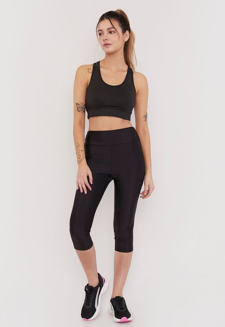 Calza Deportiva Mujer Crop Negro Corona-3