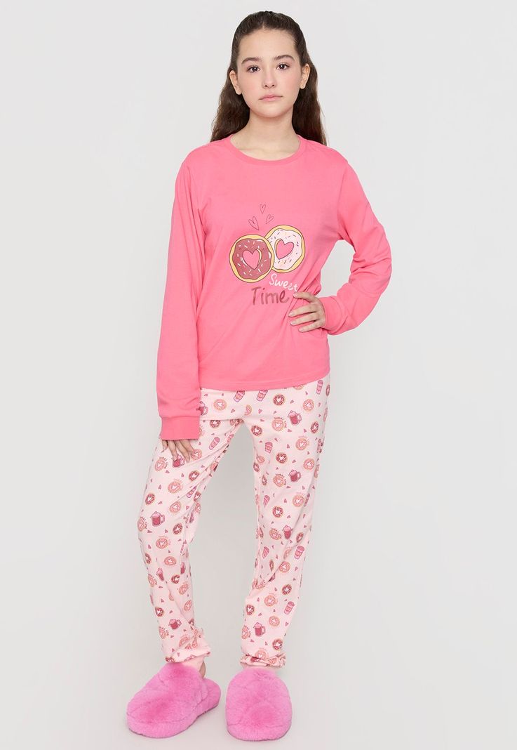 Pijama Niña Teen ML Largo Rosado Corona-0