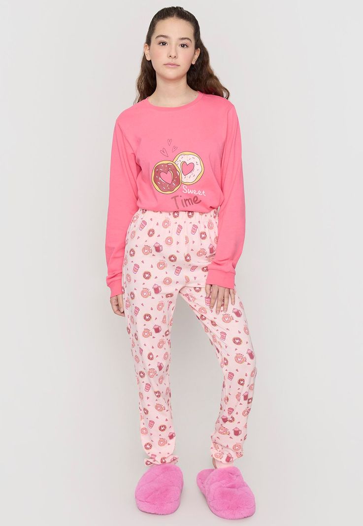 Pijama Niña Teen ML Largo Rosado Corona-3