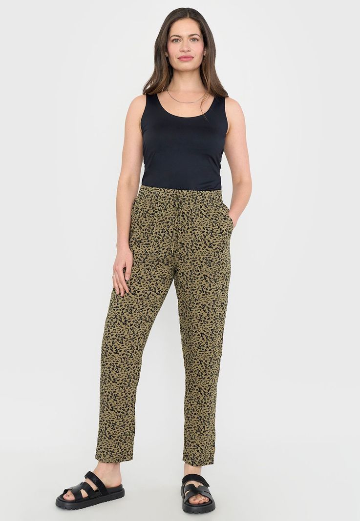 Pantalón Mujer Bombacho Viscosa Verde Print Corona-0