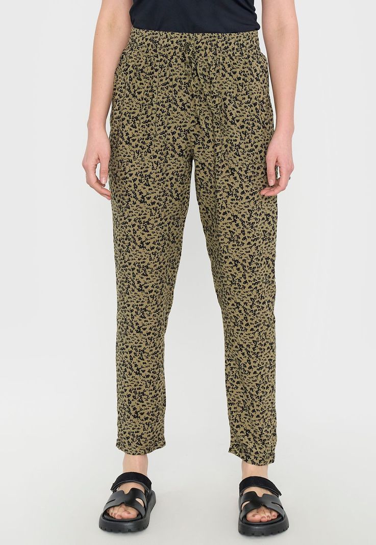 Pantalón Mujer Bombacho Viscosa Verde Print Corona-1
