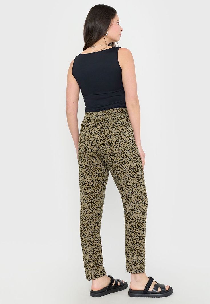 Pantalón Mujer Bombacho Viscosa Verde Print Corona-2