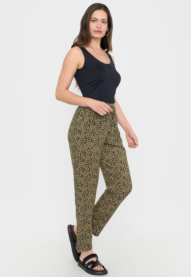 Pantalón Mujer Bombacho Viscosa Verde Print Corona-3