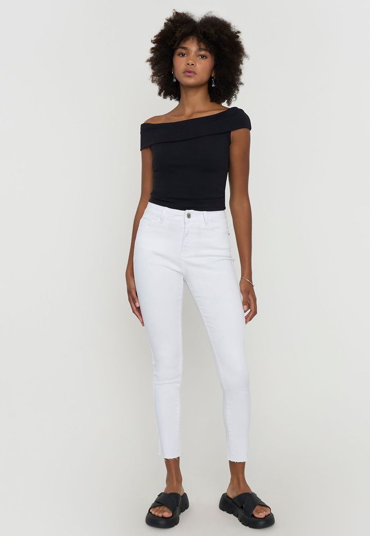 Jeans Mujer Skinny Fit Color Blanco Corona-0