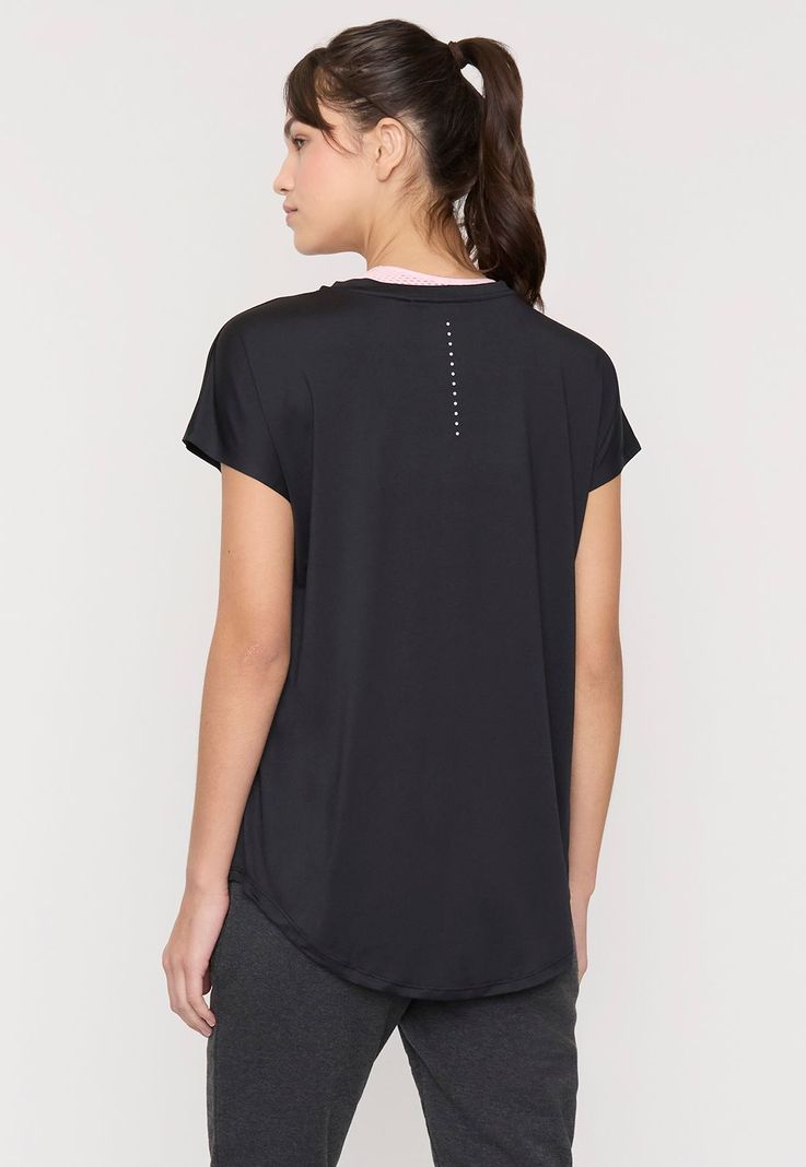 Polera Mujer Deportiva Color Negro Melange Corona-1