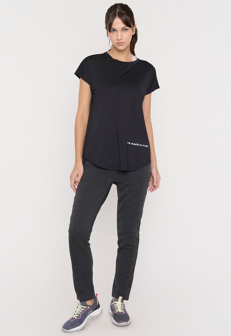 Polera Mujer Deportiva Color Negro Melange Corona-3