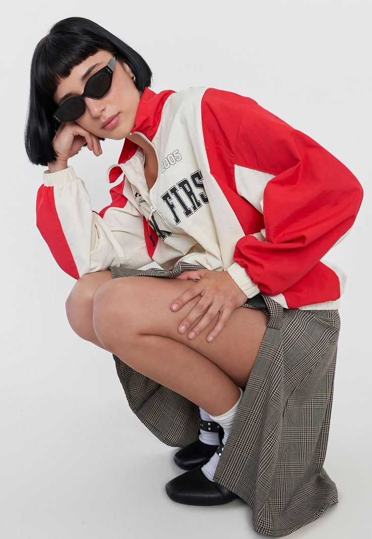 Chaqueta Mujer Bicolor Ecru/Rojo Corona-0