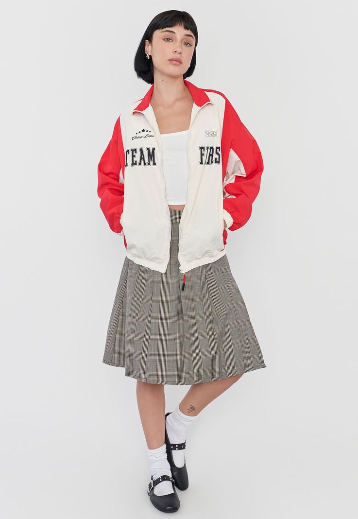 Chaqueta Mujer Bicolor Ecru/Rojo Corona-3