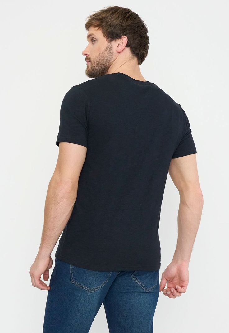 Polera Hombre Slub Pocket Negro Corona-2