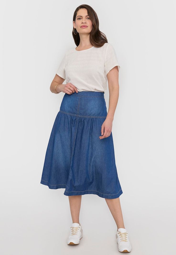Falda Mujer Larga Denim Azul Oscuro Corona-0