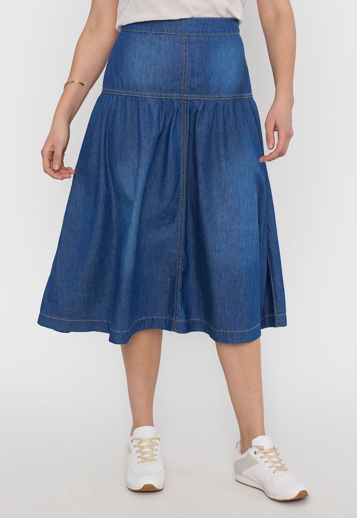 Falda Mujer Larga Denim Azul Oscuro Corona-1