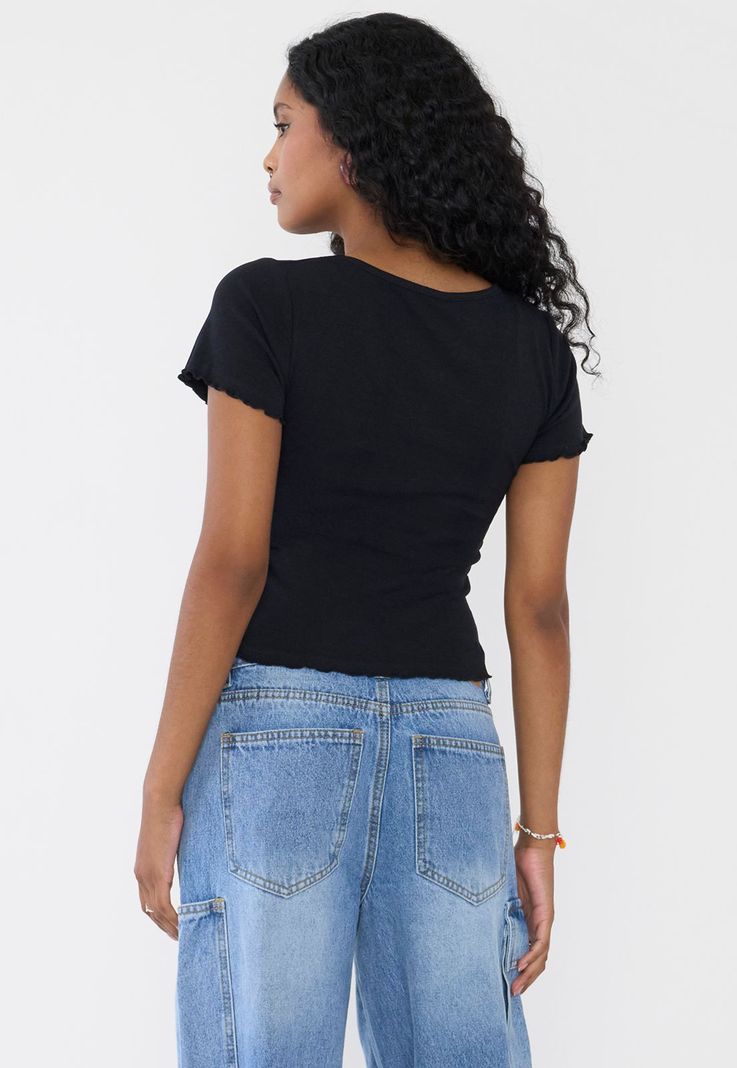 Polera Mujer Manga Corta Lisa Negro Corona-1