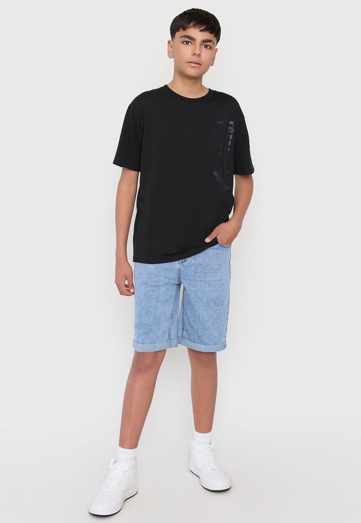 Short Niño Teen Denim Color Azul Claro Corona-0