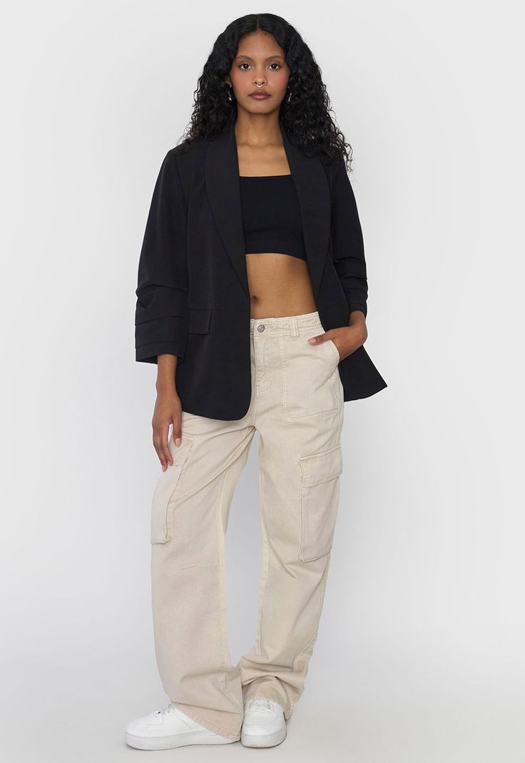 Blazer Mujer Liso Negro Corona-3