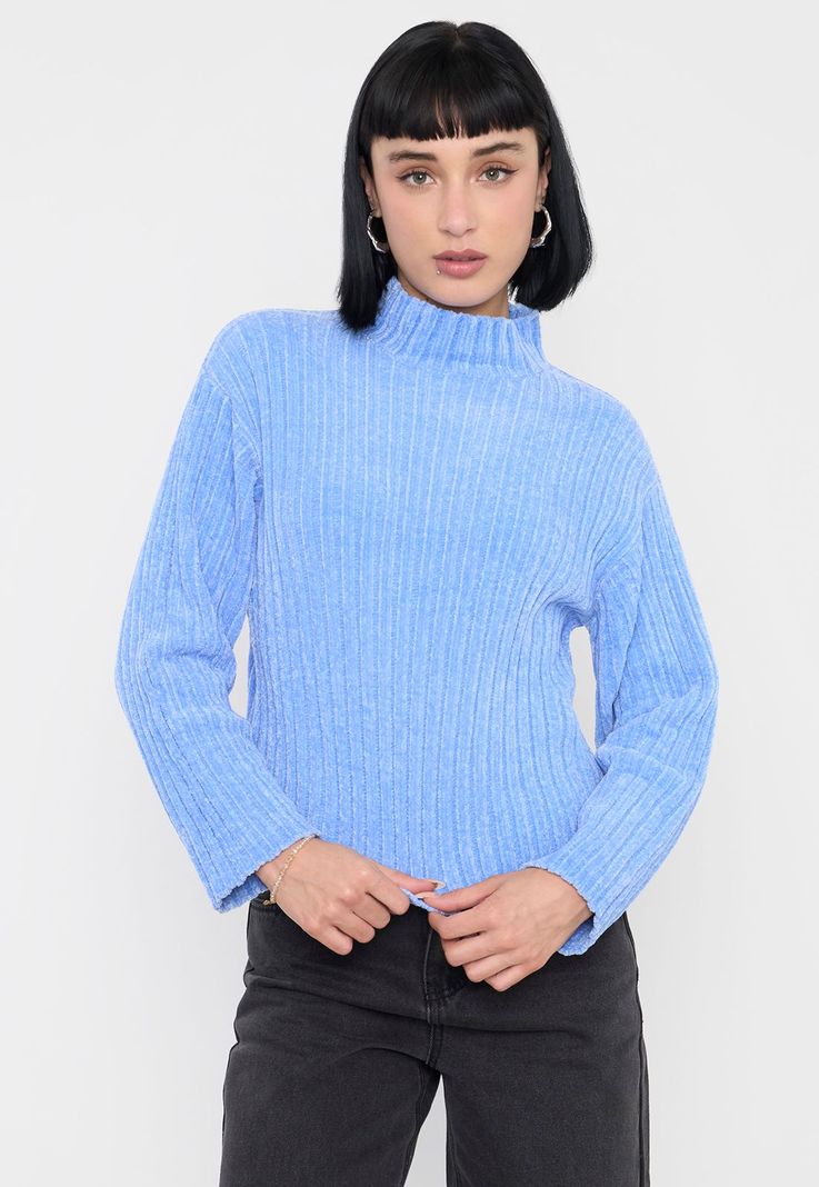 Sweater Mujer Chenille Rib Celeste Corona-0