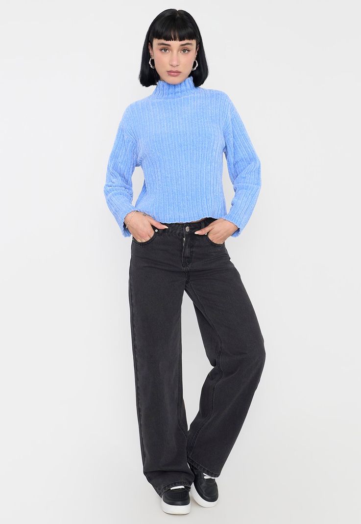 Sweater Mujer Chenille Rib Celeste Corona-3