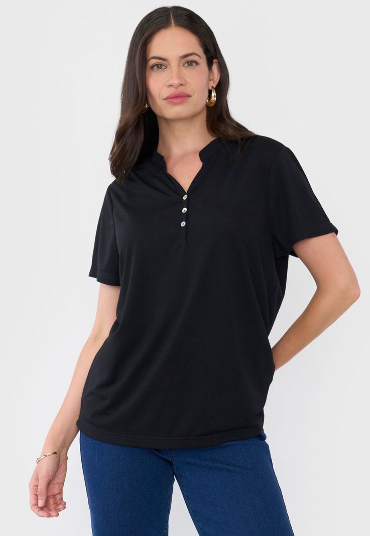 Polera Mujer Cuello Mao Negro Corona-0