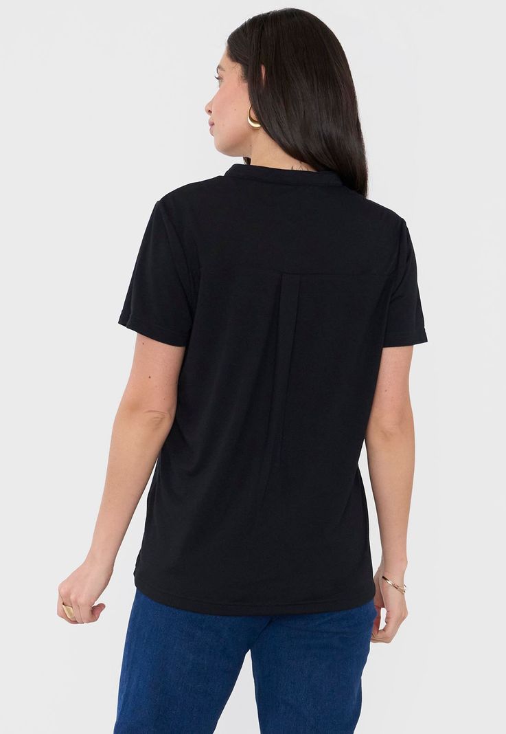 Polera Mujer Cuello Mao Negro Corona-1