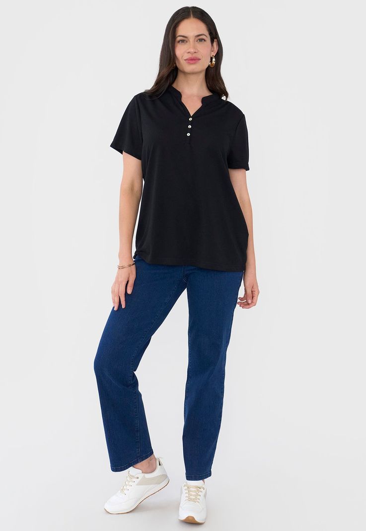 Polera Mujer Cuello Mao Negro Corona-3
