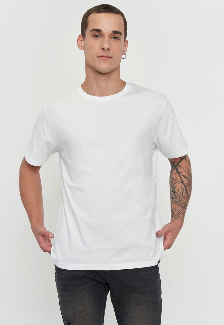 Polera Hombre Lisa Color Blanco R-Neck Corona-0