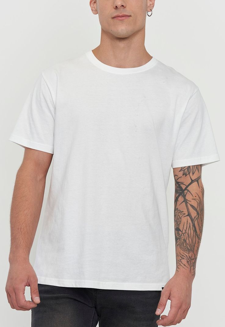Polera Hombre Lisa Color Blanco R-Neck Corona-2