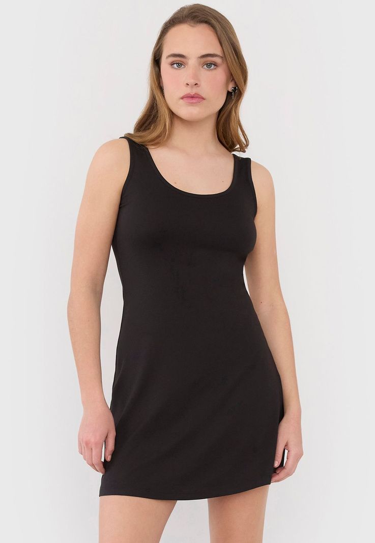 Vestido Mujer Corto Pabilo Ancho Negro Corona-0