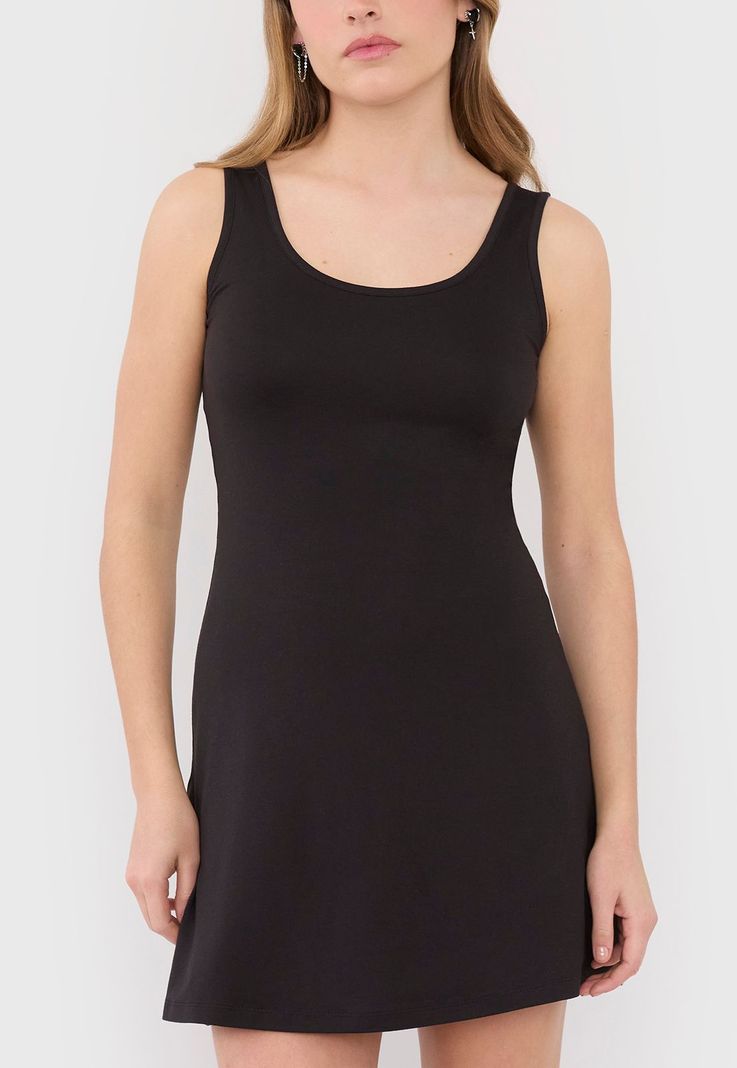 Vestido Mujer Corto Pabilo Ancho Negro Corona-2