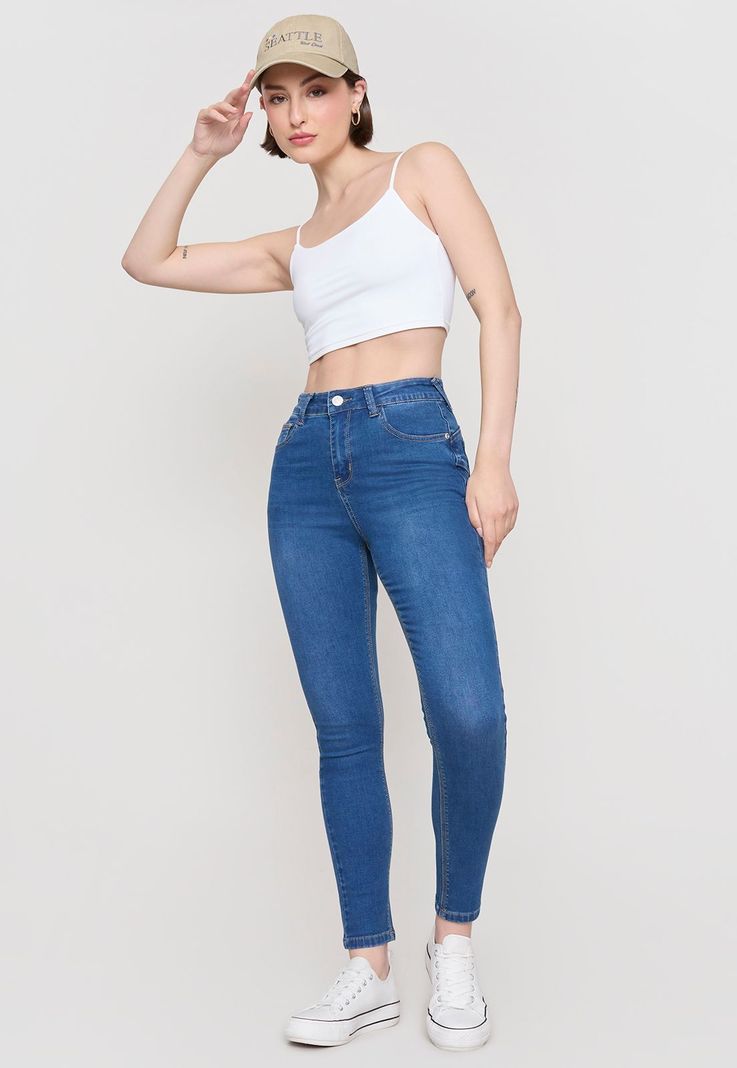 Jeans Mujer Skinny Azul Medio Corona-0