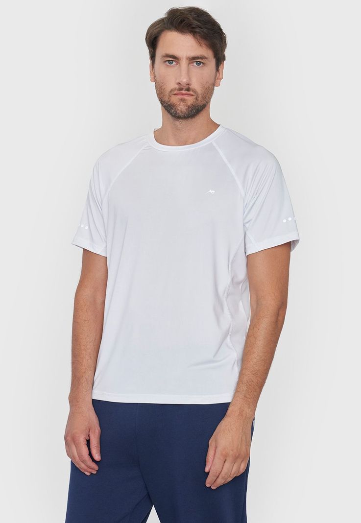 Polera Hombre Deportiva Poliester R-Neck Blanco Corona-0