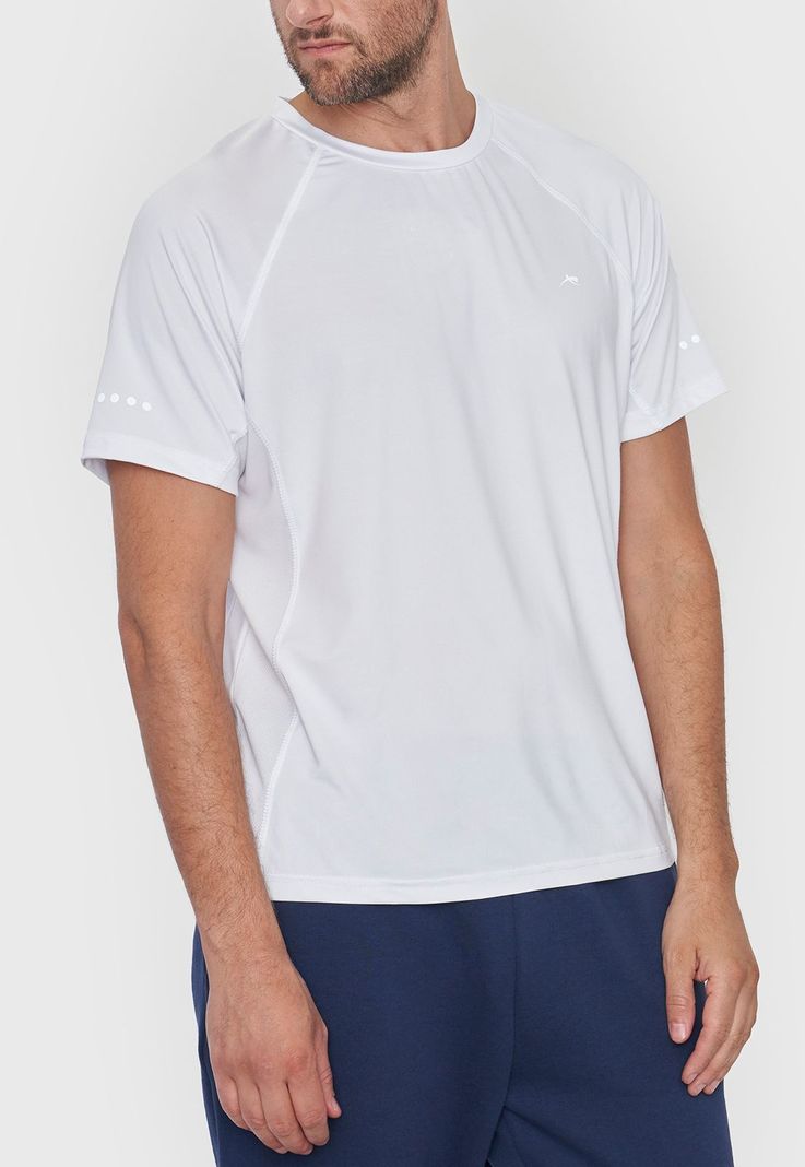 Polera Hombre Deportiva Poliester R-Neck Blanco Corona-2