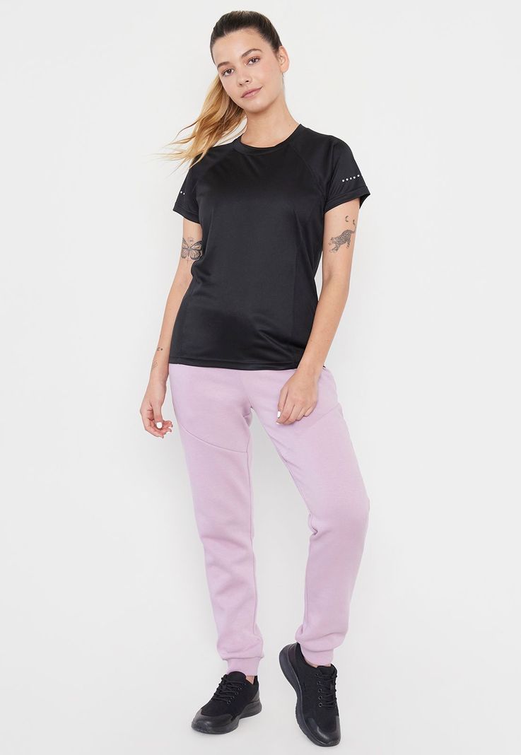 Polera Mujer Deportiva Negro Poliéster R-Neck Corona-3
