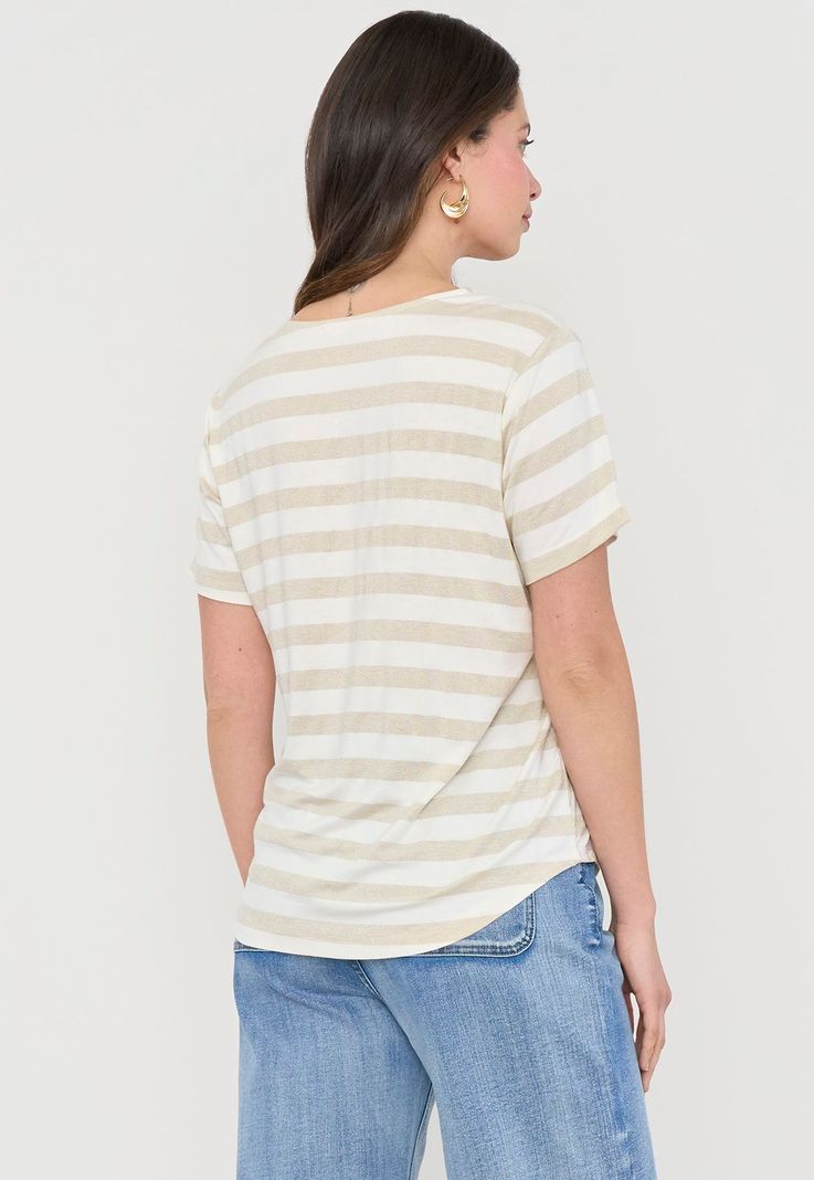 Polera Mujer Lineas Lurex Ecru Lineas Corona-1