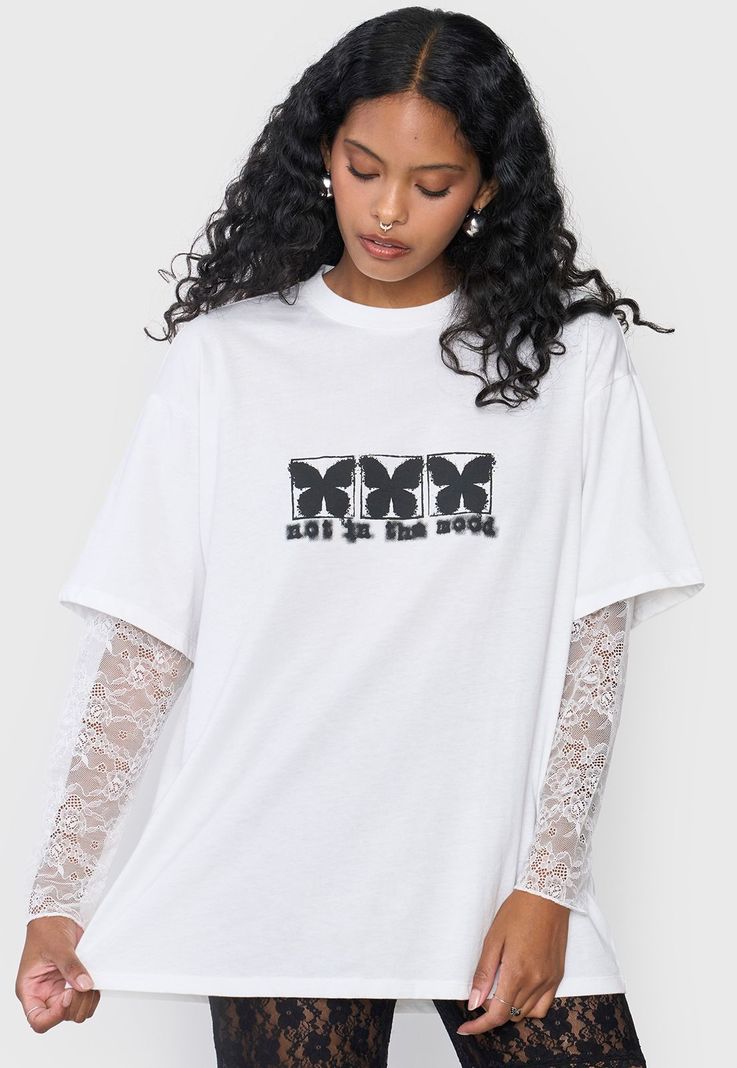 Polera Mujer Oversize Manga Encaje Ecru Corona-2