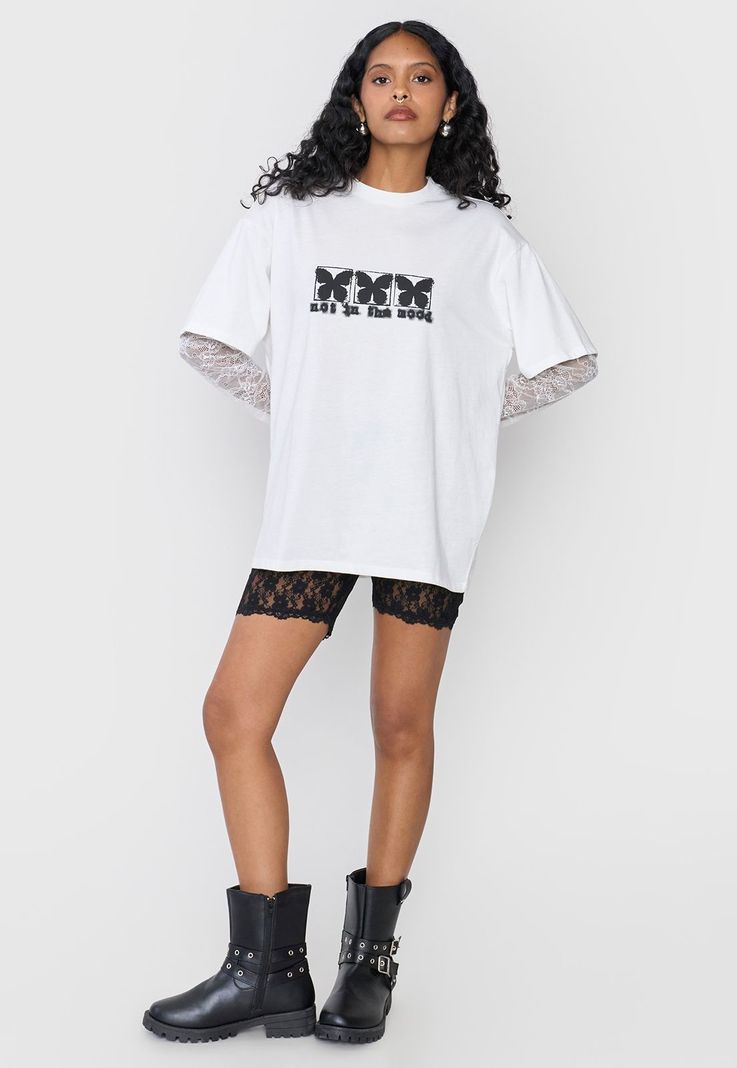 Polera Mujer Oversize Manga Encaje Ecru Corona-3
