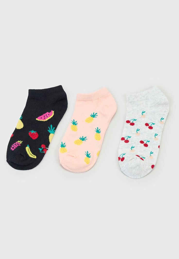 Calcetines Mujer Tripack Cortos Negro/Gris/Blanco Corona-2