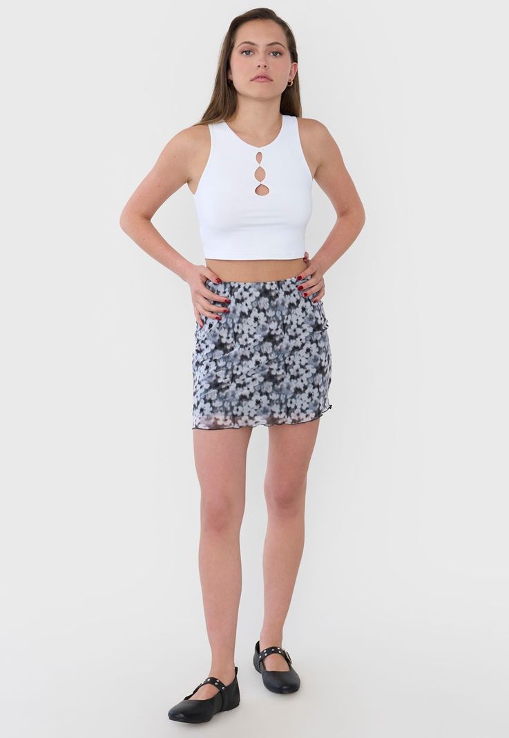 Falda Mujer Corta Malla Gris Corona-0