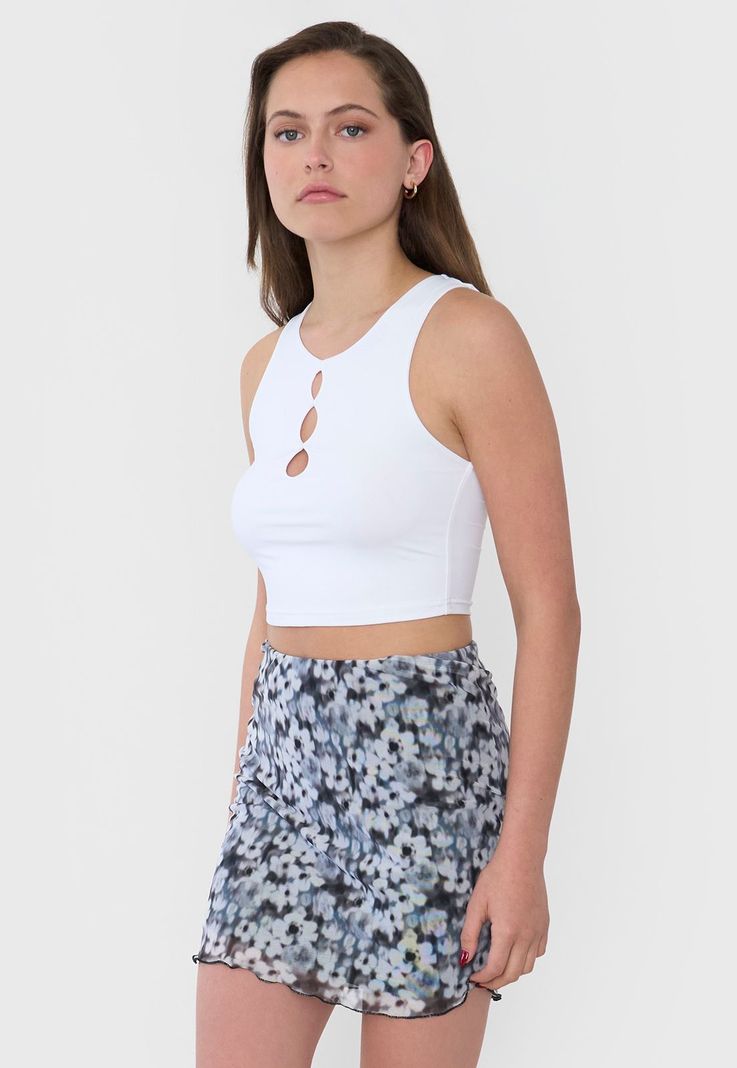 Falda Mujer Corta Malla Gris Corona-3