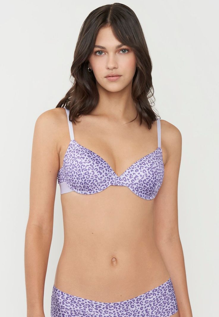 Sostén Mujer Push Up Copa C Lila Print Corona-0
