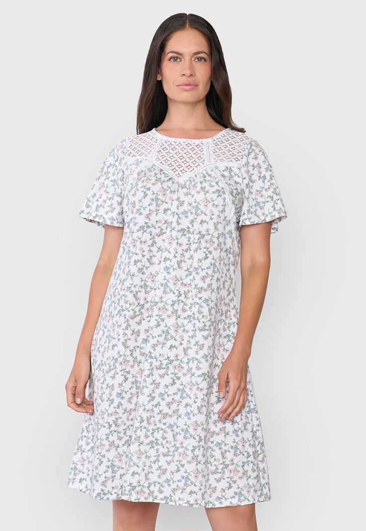 Camisa De Dormir Mujer Macramé Ecru Corona-0